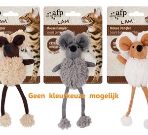 AFP lamswol mouse dangler kattenspeeltje- met catnip