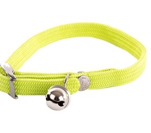 Martin elastische nylon katten halsband groen/geel