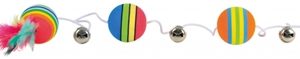 Trixie Katten Speelgoed – Regenboog Balletjes aan Elastisch Koord (3 stuks)