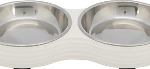 TRIXIE VOERBAK KAT DUBBEL MELAMINE / RVS WIT
