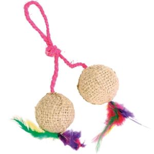 TRIXIE 2 BALLEN AAN KOORD PLUCHE MET CATNIP