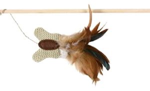 Trixie katten speelhengel vlinder veer / hout / jute met catnip
