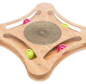 Trixie katten krabkarton met  houten speelgoed