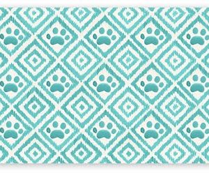 Tarhong placemat paw ikat turquoise blauw