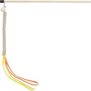 Trixie kunststof kattenhengel met pluche speelgoed slierten 4st