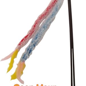 Katten hengel veren met bel lauw/ roze