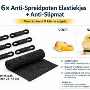 Anti-spreidpoten elastiekjes (6 stuks) met antislip mat