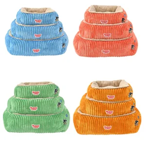 Woezel & Pip Hondenmand/ Kattenmand Corduroy Vierkant Divan - Kleur: Roze, Blauw, Groen en Geel - Verkrijgbaar in 3 maten