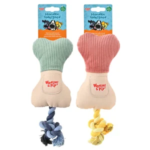 Woezel & Pip Hondenspeelgoed - Snackbot + touw + piep - Verkrijgbaar in Groen of Roze - 20 of 30 cm