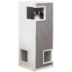 Trixie krabhuis cat tower gerardo pluche / sisal wit / grijs