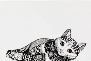 TRIXIE PLACEMAT KAT WIT / ZWART