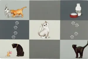 TRIXIE PLACEMAT PATCHWORK CAT GRIJS