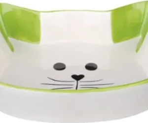 TRIXIE VOERBAK / WATERBAK KATTENHOOFD MET GEZICHT KERAMIEK  ASSORTI